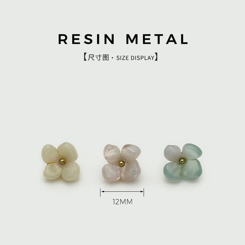 12mm Floral Resin Metal Combined Buttons, Colorful Flower Style