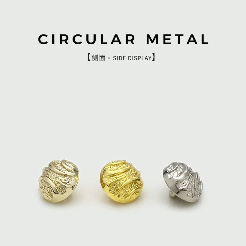 Premium Metal Buttons, Circular, Concave-Convex Texture