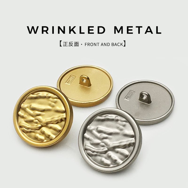 Retro Textured Round Metal Buttons with Dimpled Surface for Wool Coats