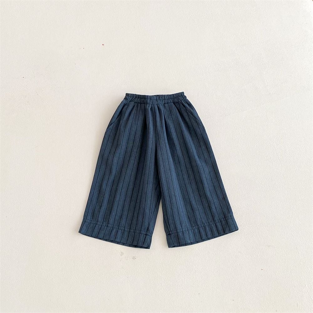 Striped Linen Cotton Wide Leg Pants for Boys & Girls, 2026 New Style, Comfortable Daily Wear Trousers