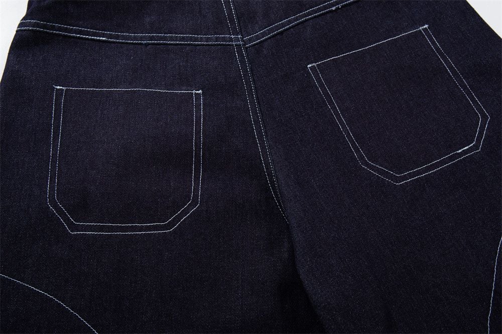 Men’s Summer Denim 5‑Inch Shorts, Loose Straight‑Fit, Star Topstitching Detail, Niche Stylish Multi‑Pocket Design