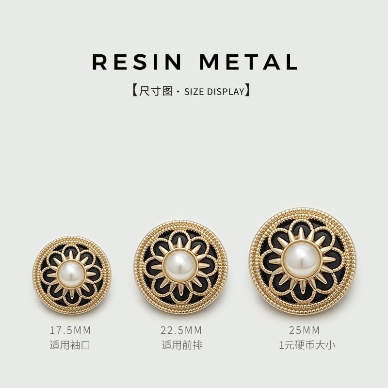 Elegant Round Pearl Flower Metal Buttons for Coats, Trench Coats, Blazers & Cardigans