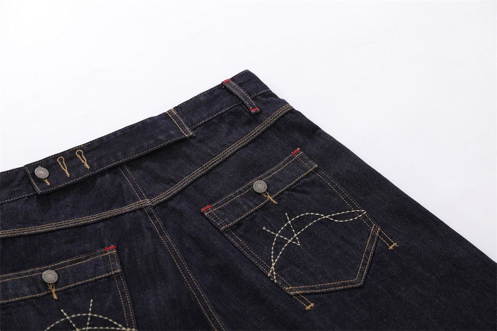 Men’s Summer Loose Denim 7‑Point Shorts, High‑Street Streetwear Brand, Statement Topstitching On Back Pockets, Straight‑Cut Wide‑Leg Cargo Shorts