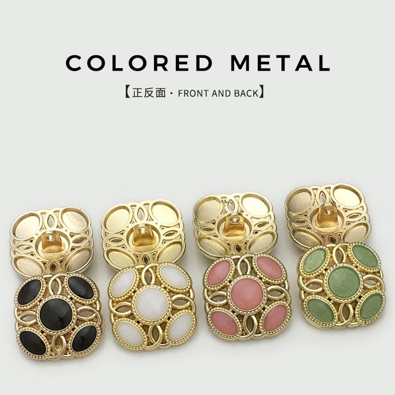 Vintage Square Hollow Out Enamel Metal Buttons