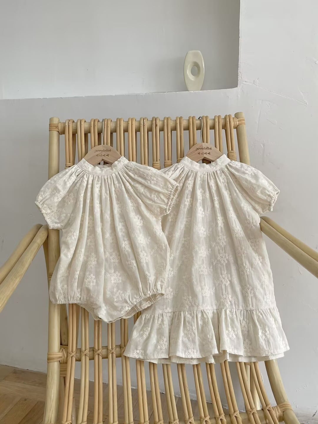 Girls Embroidered Short Sleeve Romper, Cotton Bodysuit for Infants