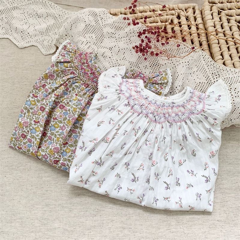 Girls Sleeveless Dress, Embroidered Princess Style with Lace Ruffle & Flutter Sleeves