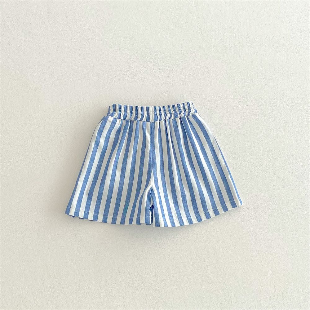 Boys Striped Drawstring Beach Shorts, Loose Pocket Shorts, Casual Daily Wear for Toddlers