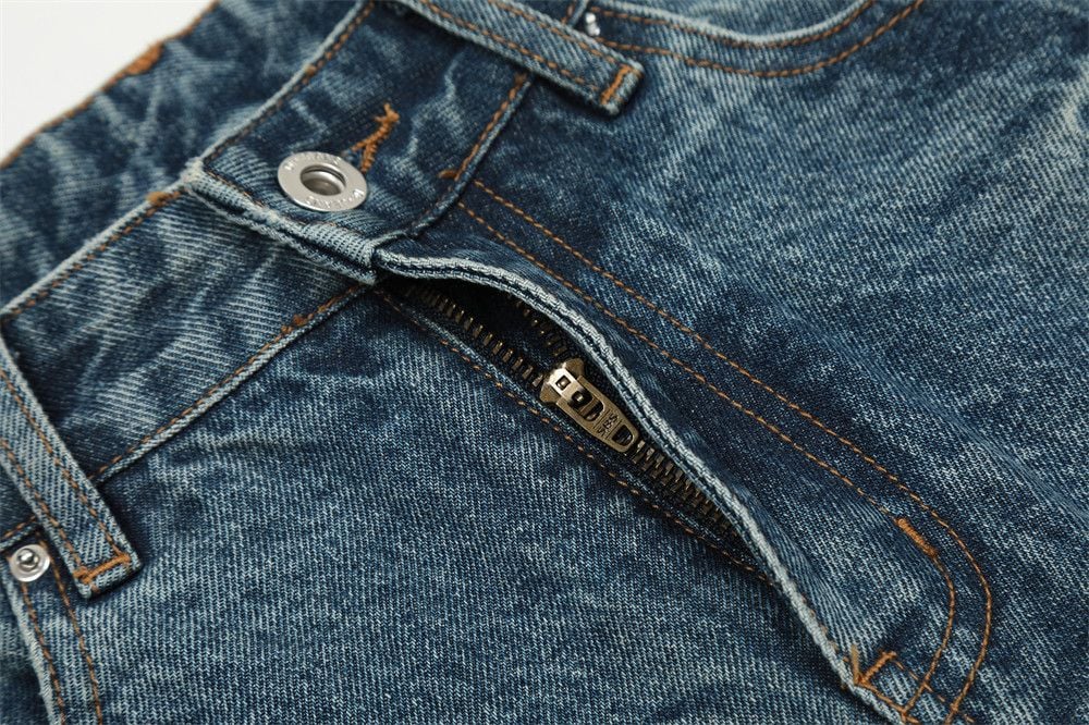 Men’s Washed Faded Denim 5‑Inch Mid Shorts, Vintage Distressed Finish, Loose Wide‑Leg Straight‑Cut Casual Cargo Streetwear Shorts