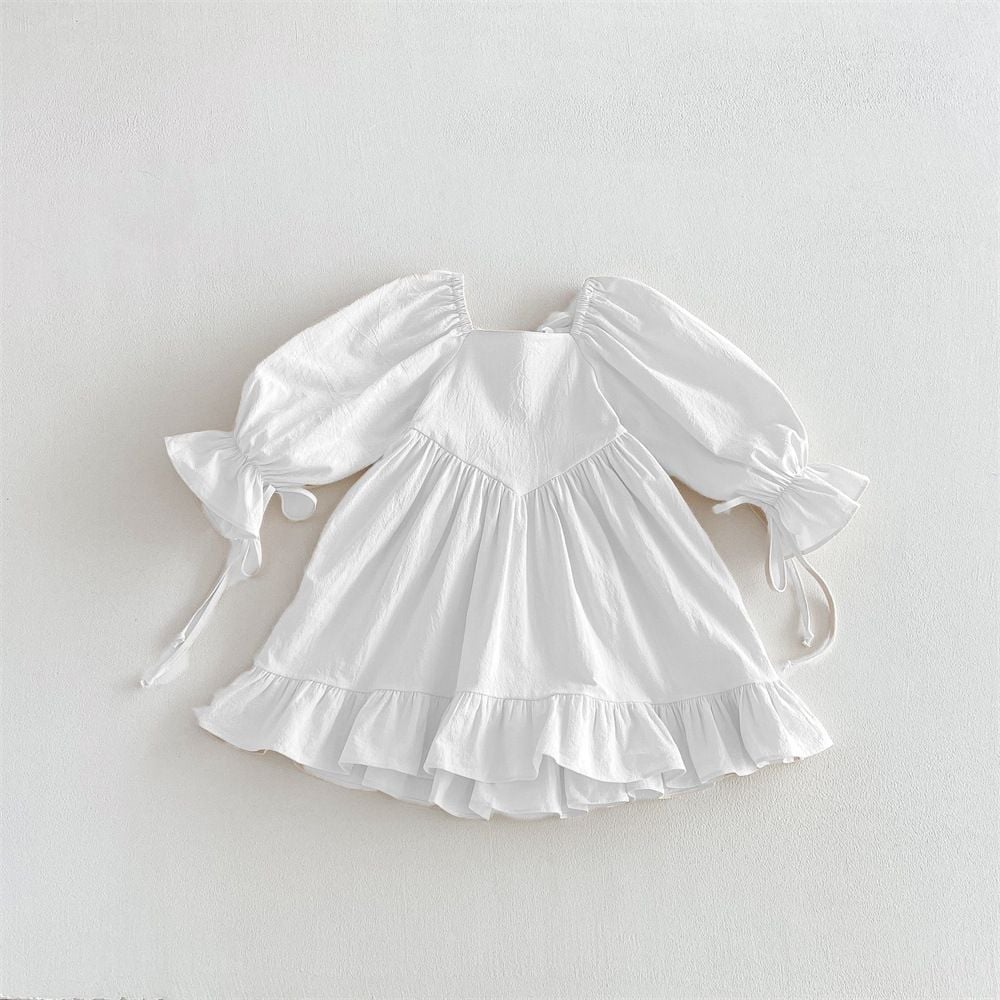 Lolita Princess Dress for Girls, Bow Decor Backless Design, Ruffle Trim, New Style for Spring & Autumn