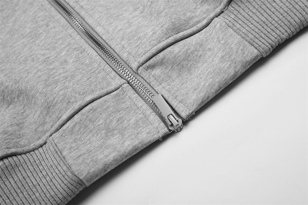 Men High‑Street Unique Design Hoodie Jacket, Star Sequin Embroidery Two‑Way Zipper Loose Casual Sweatshirt for Spring Autumn