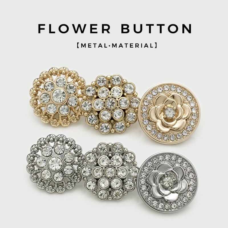 Rhinestone Inlaid Flower Round Buttons