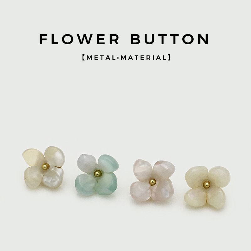 12mm Floral Resin Metal Combined Buttons, Colorful Flower Style