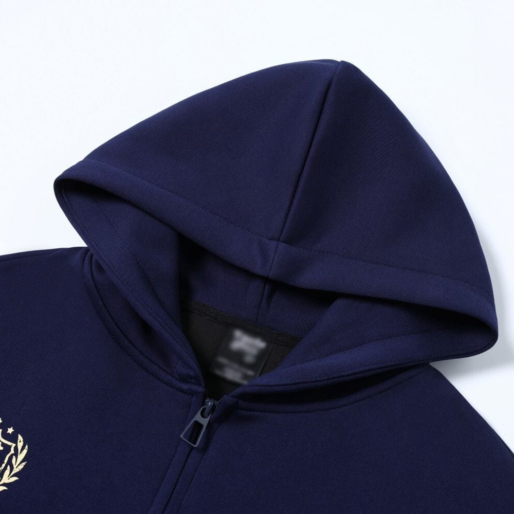 Men Street‑Wear Cropped Zip‑Up Hoodie, Ripped Distressed Details, Loose Casual Sport Outerwear for Spring Autumn