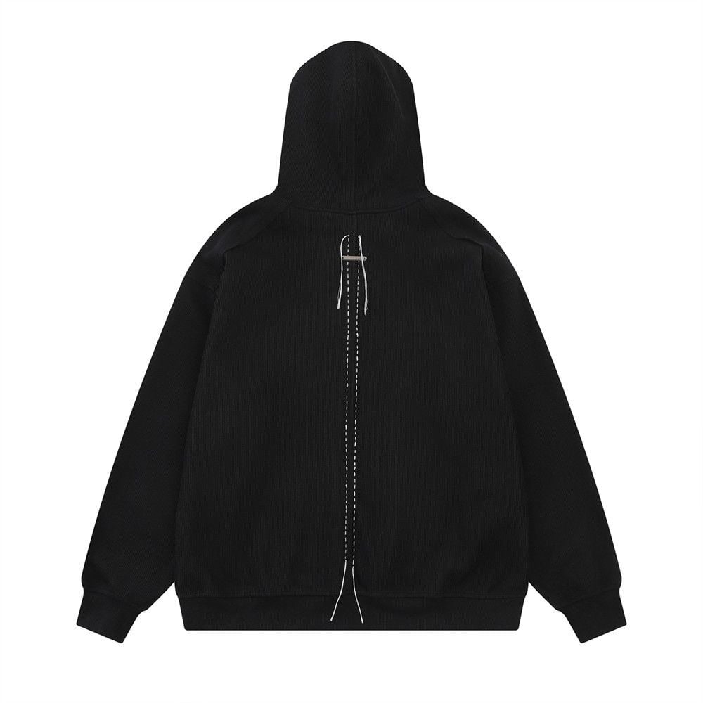 Men Vibe‑Style Pullover Hoodie, Unique Design with Raw‑Edge Splicing, Loose Casual Street‑wear Sweatshirt for Spring Autumn