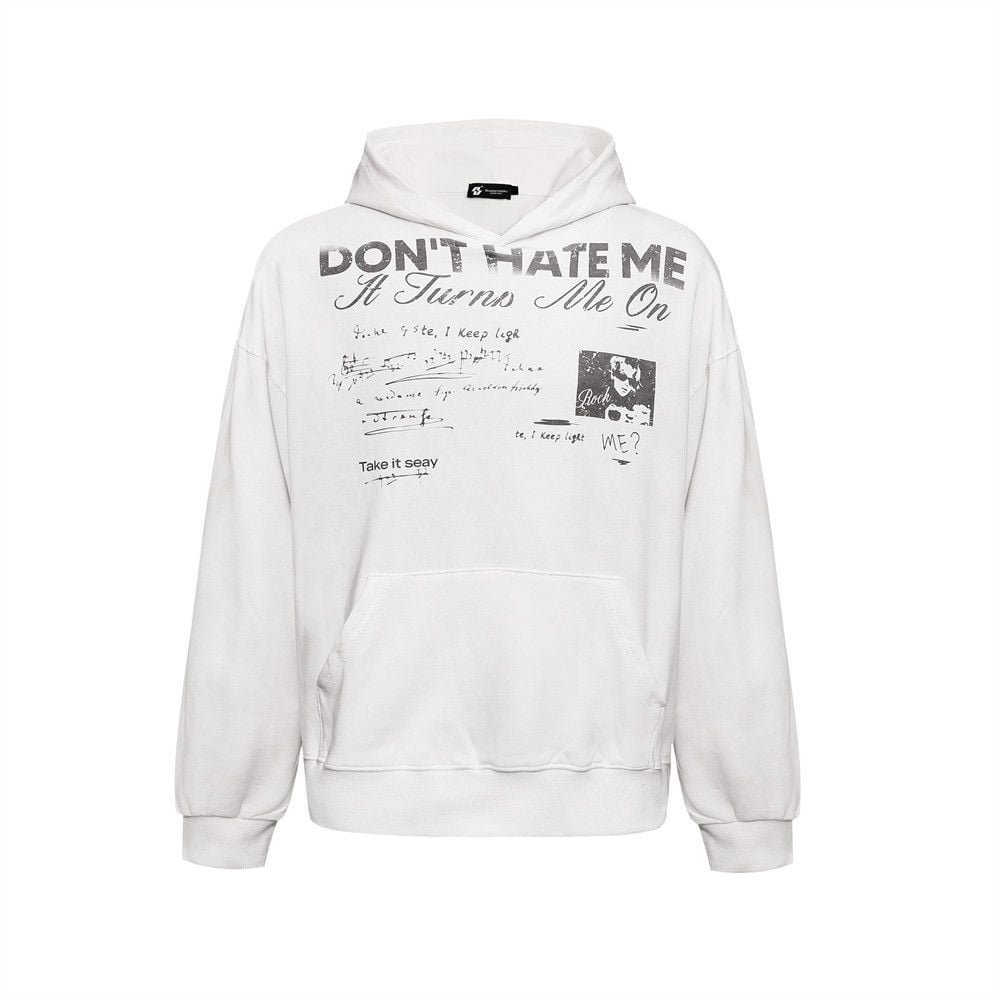 Men’s American Vintage Letter‑Print Pullover Hoodie, Punk Streetwear Loose Sweatshirt