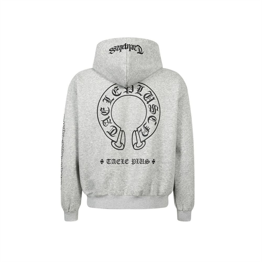 Men Vibe Streetwear Zip‑Up Hoodie Jacket, Dark‑Tone Gothic Sanskrit Letter Print Loose Casual Sweatshirt for Spring Autumn