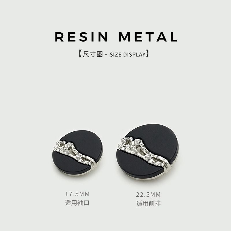 Versatile Fashion Irregular Resin & Metal Two-tone Buttons