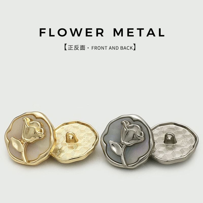 Luxury Rose Shaped Metal Resin Buttons