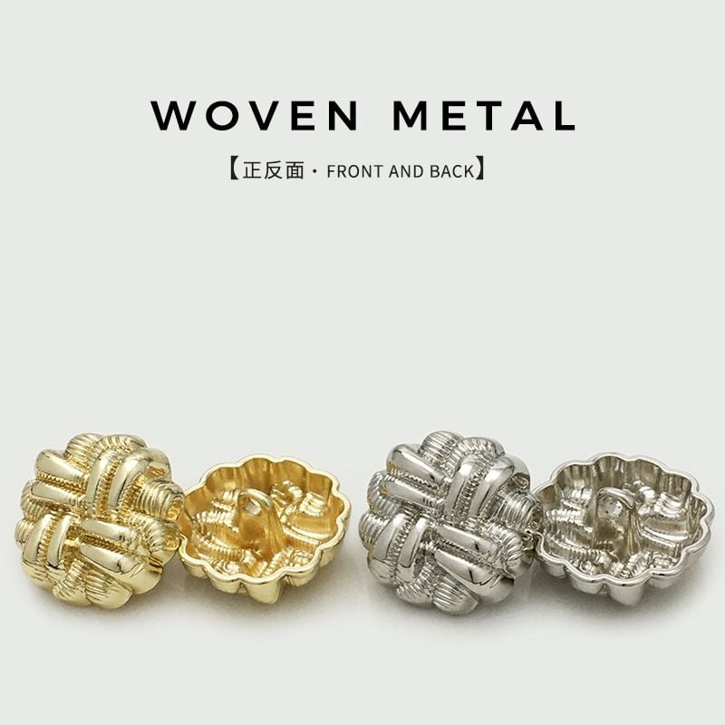 Versatile Woven Pattern Floral Metal Buttons