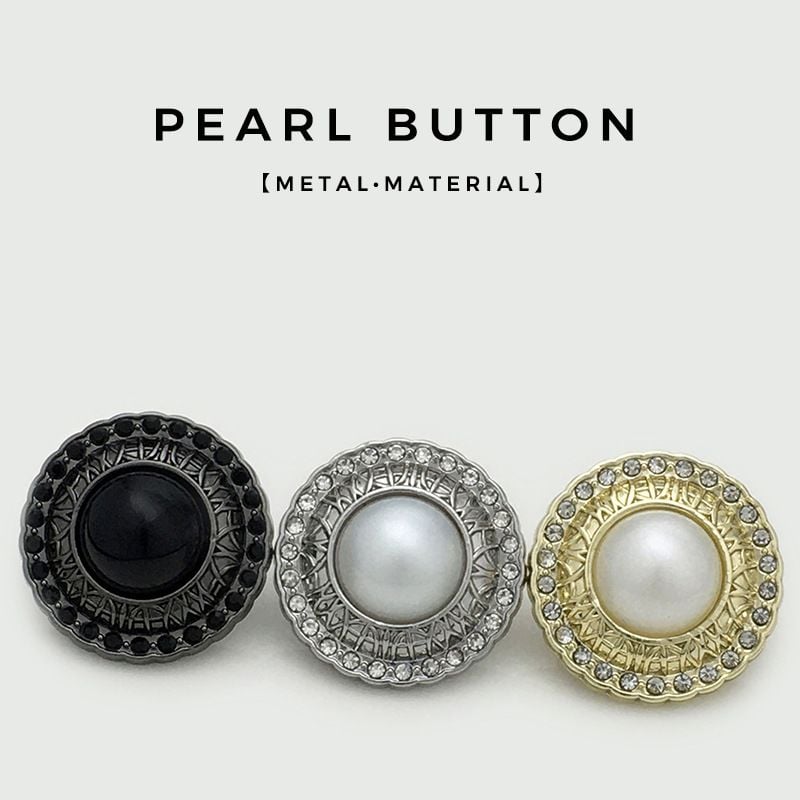 High-grade Round Metal Buttons Inlaid With Rhinestones And Pearls