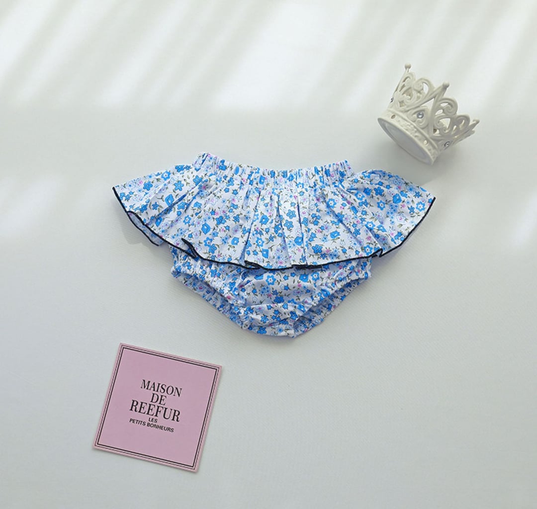 Korean Style Girls Tutu Skirt, Floral Ruffle Skort, Elastic Waist Bloomers for Kids Spring & Autumn