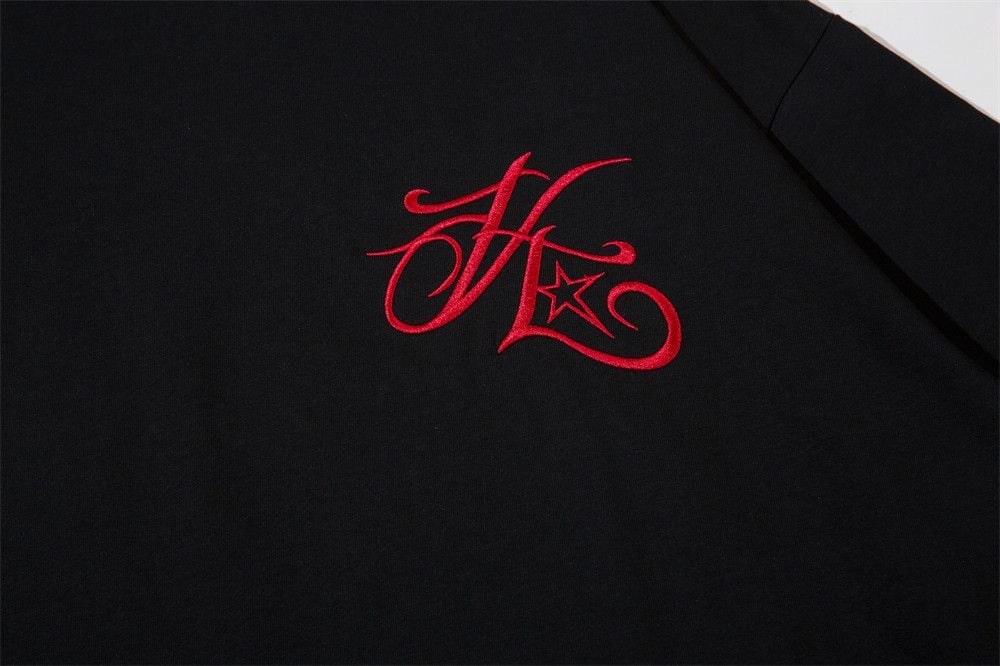 Men's trendy art letter embroidery short-sleeve T-shirt, European & American INS style