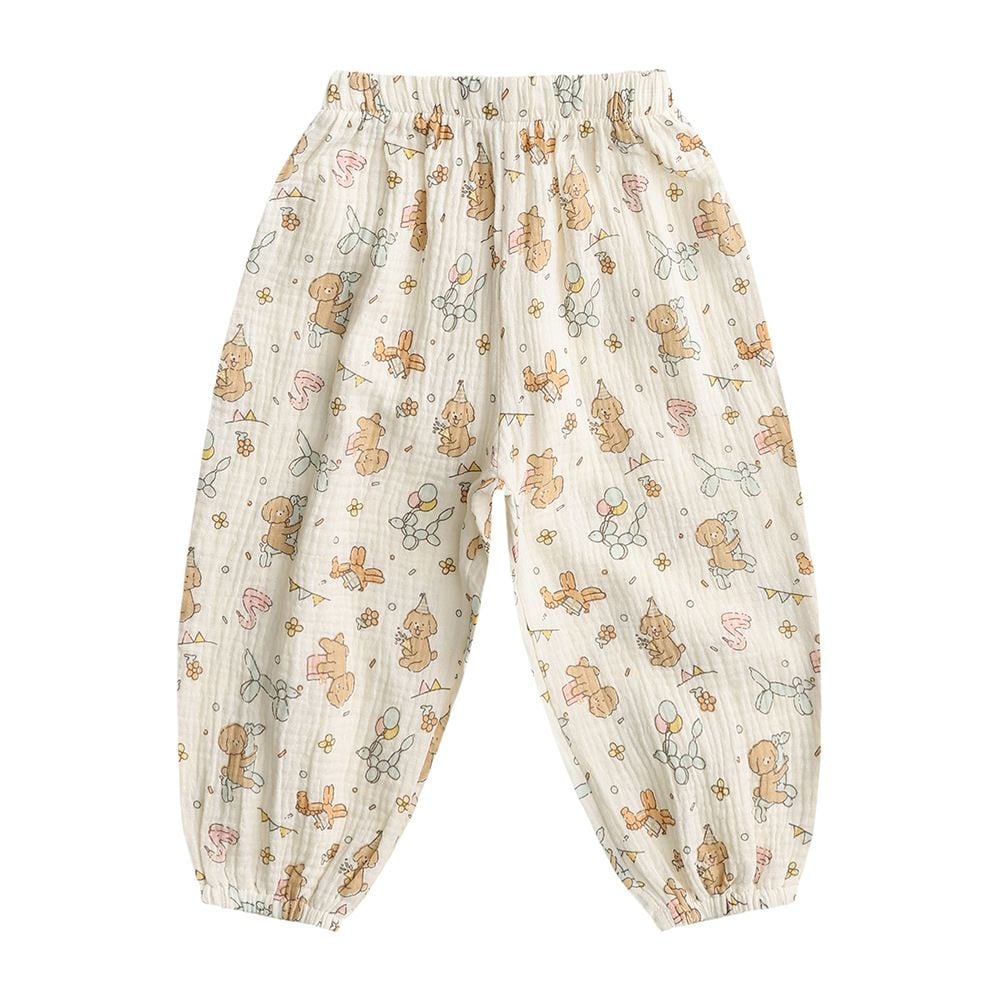 2026 New, Cotton Yarn, Anti-Mosquito, Cartoon Print, Harem Joggers, Breathable, Beach & Air-condition Wear