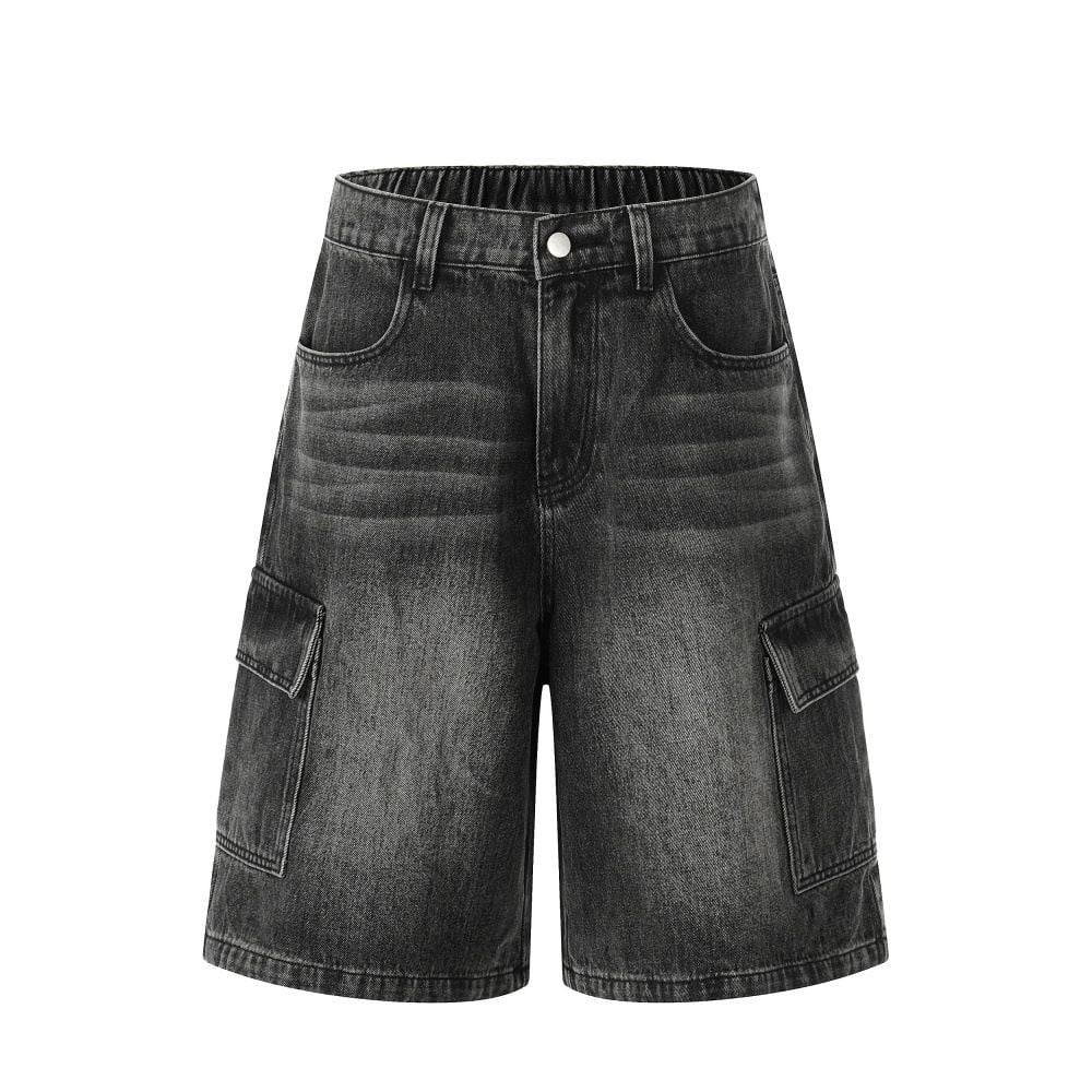 Men's Punk Vintage Washed Denim Cargo Shorts Vibe Style