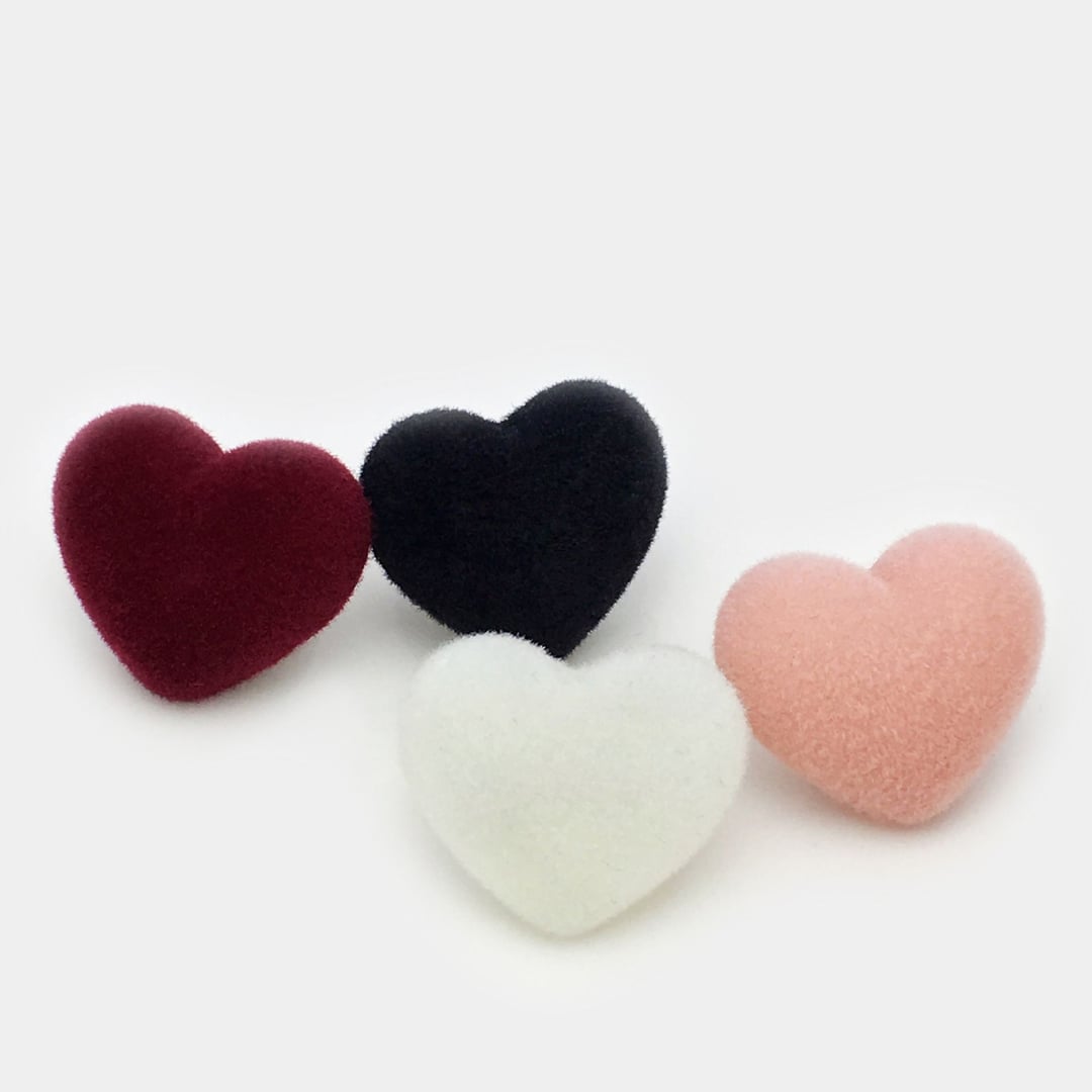 Flocked Heart Shape Coat Buttons, All-match Luxury Cardigan Heart Buttons