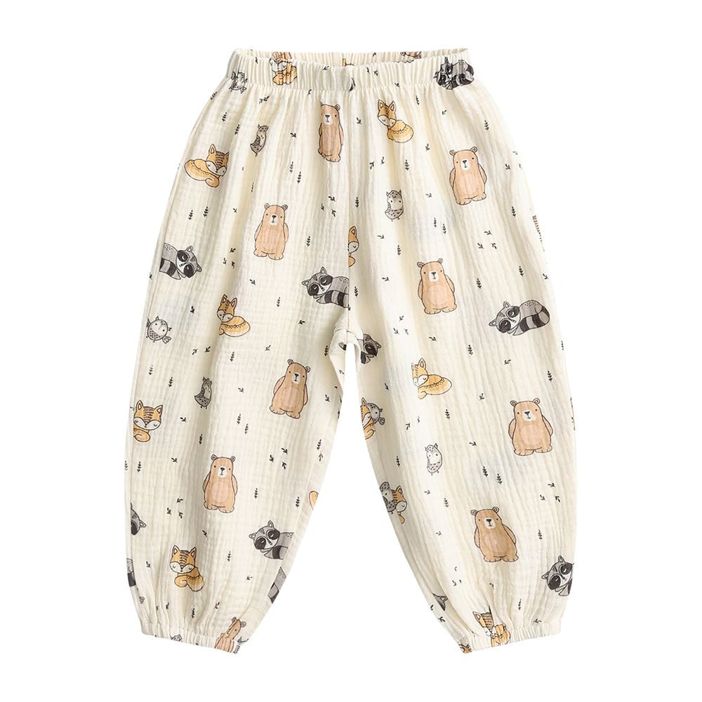 2026 New, Cotton Yarn, Anti-Mosquito, Cartoon Print, Harem Joggers, Breathable, Beach & Air-condition Wear