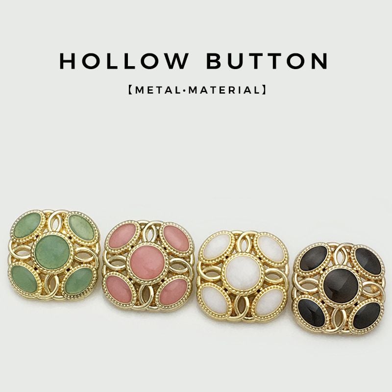 Vintage Square Hollow Out Enamel Metal Buttons