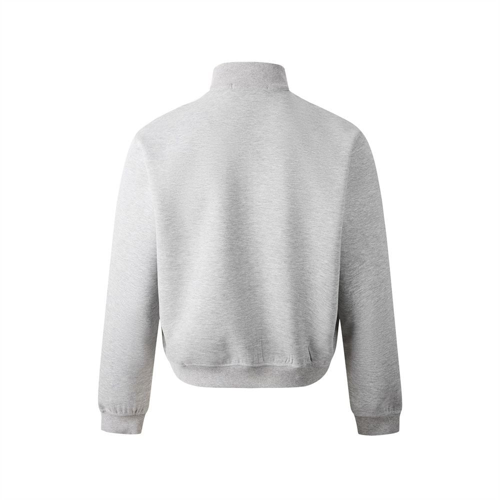 Men’s Stand‑Collar Zip‑Up Hoodie, Solid Color Loose Streetwear Short Jacket