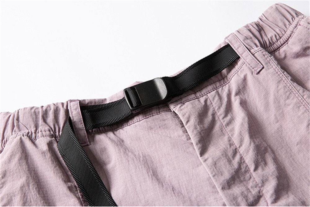 Men's summer loose casual cargo shorts with matching belt and big pockets