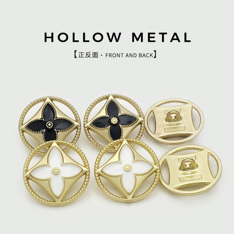 Premium Hollow Clover Buttons, Decorative Fasteners for Women's Coats & Trench Coats