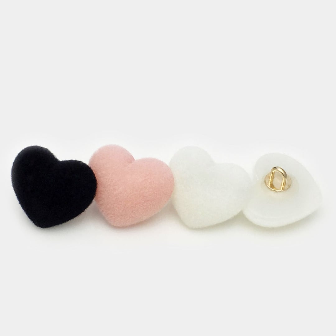 Flocked Heart Shape Coat Buttons, All-match Luxury Cardigan Heart Buttons