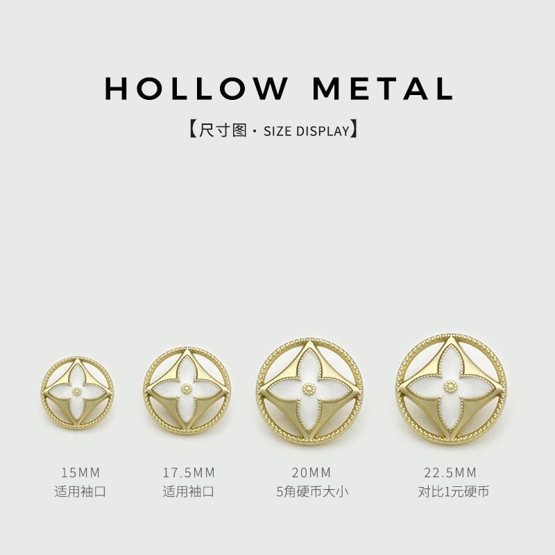 Premium Hollow Clover Buttons, Decorative Fasteners for Women's Coats & Trench Coats