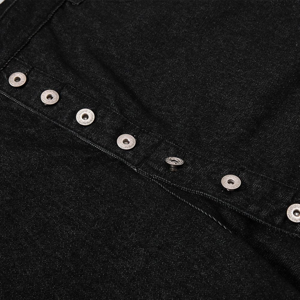 Men’s Summer Cropped 7‑Denim Shorts, Trendy Brand, Metal Button Fly, Unique Designer Look, Loose Straight‑Leg Fit