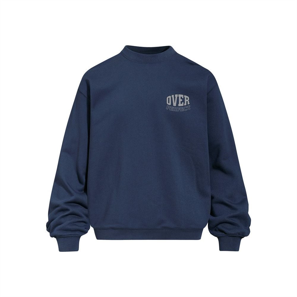 Men American‑Style Letter Print Crew Neck Pullover Sweatshirt, Heavyweight 420G Long‑Sleeve Street‑Wear Casual Sport Top for Spring Autumn