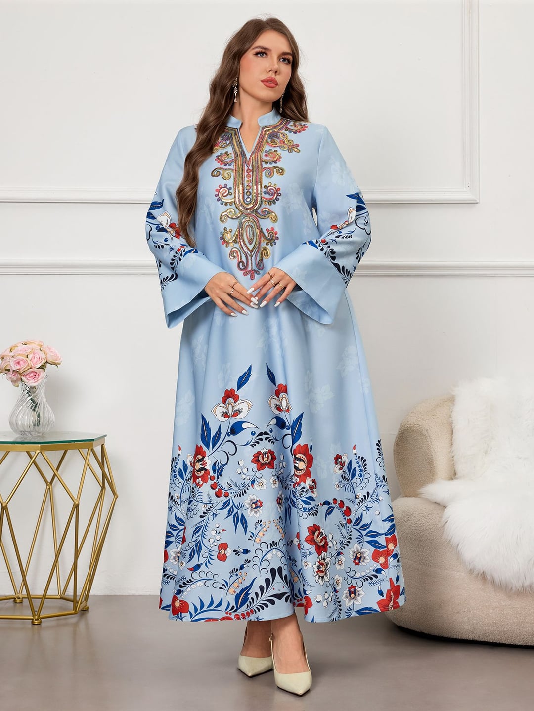 Plus Size Ethnic Style Loose Long Dress