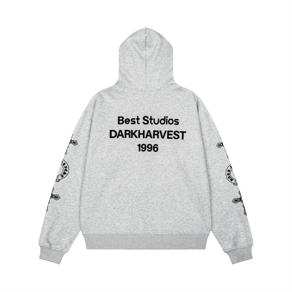 Gothic Letter Graphic Hooded Zip Sweatshirt, Men's Niche Street Style Loose Zip Up Outerwear Spring Autumn