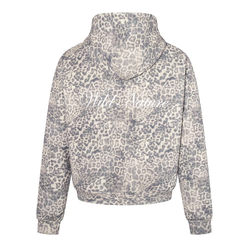 Men Vintage Washed Leopard Print Pullover Hoodie, Punk Niche Street‑Style Loose Casual Sweatshirt Jacket for Spring Autumn