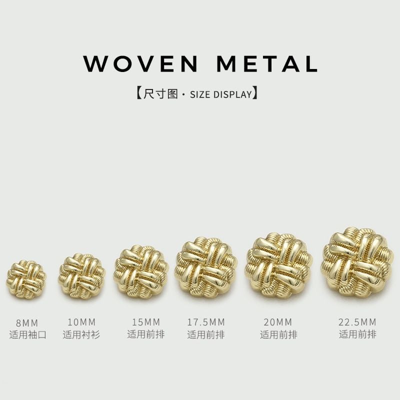 Versatile Woven Pattern Floral Metal Buttons
