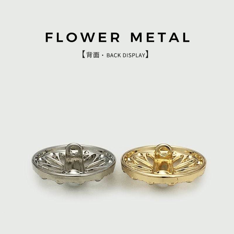 Hollow Floral Metal Buttons with Pearls and Rhinestones
