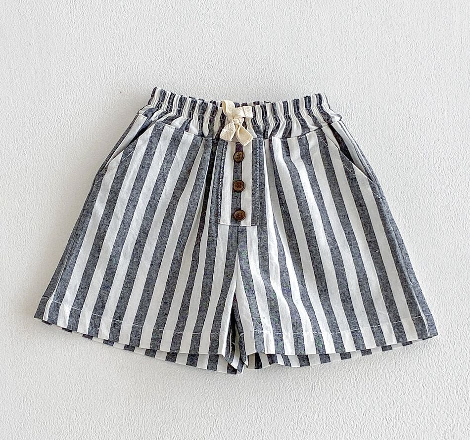 Boys Striped Drawstring Beach Shorts, Loose Pocket Shorts, Casual Daily Wear for Toddlers