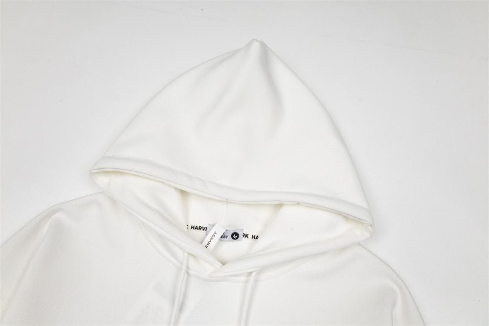 Dark Tone Cross & Sanskrit Gothic Letter Embroidered Hoodie, Men's Trendy Loose Pullover Sweatshirt Spring Autumn