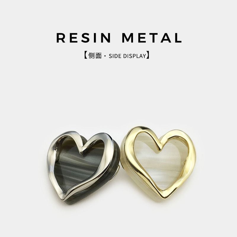 Premium Heart Shaped Metal Buttons, Stylish Decorative Fasteners