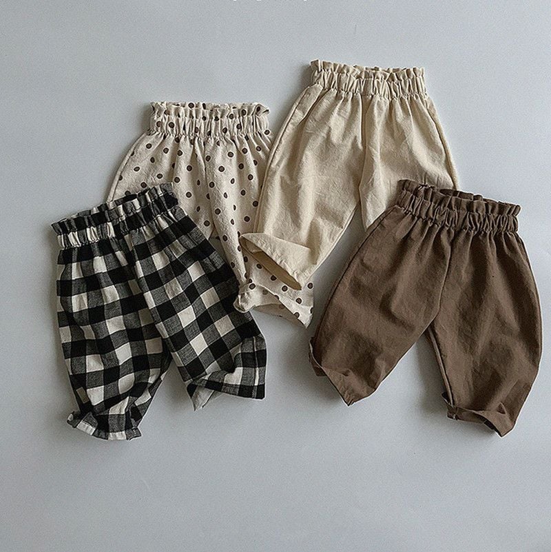 Spring Summer Kids Linen Cotton Pants, Retro Loose Anti-mosquito Beach Trousers for Toddlers