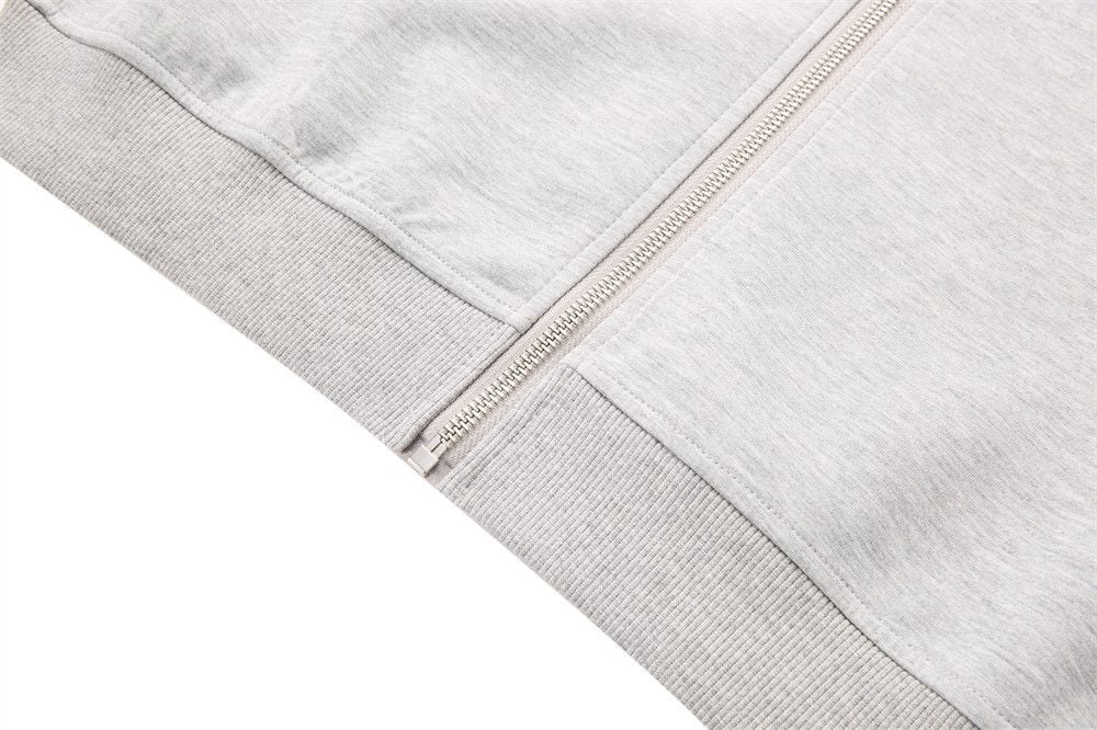 Men’s Stand‑Collar Zip‑Up Hoodie, Solid Color Loose Streetwear Short Jacket