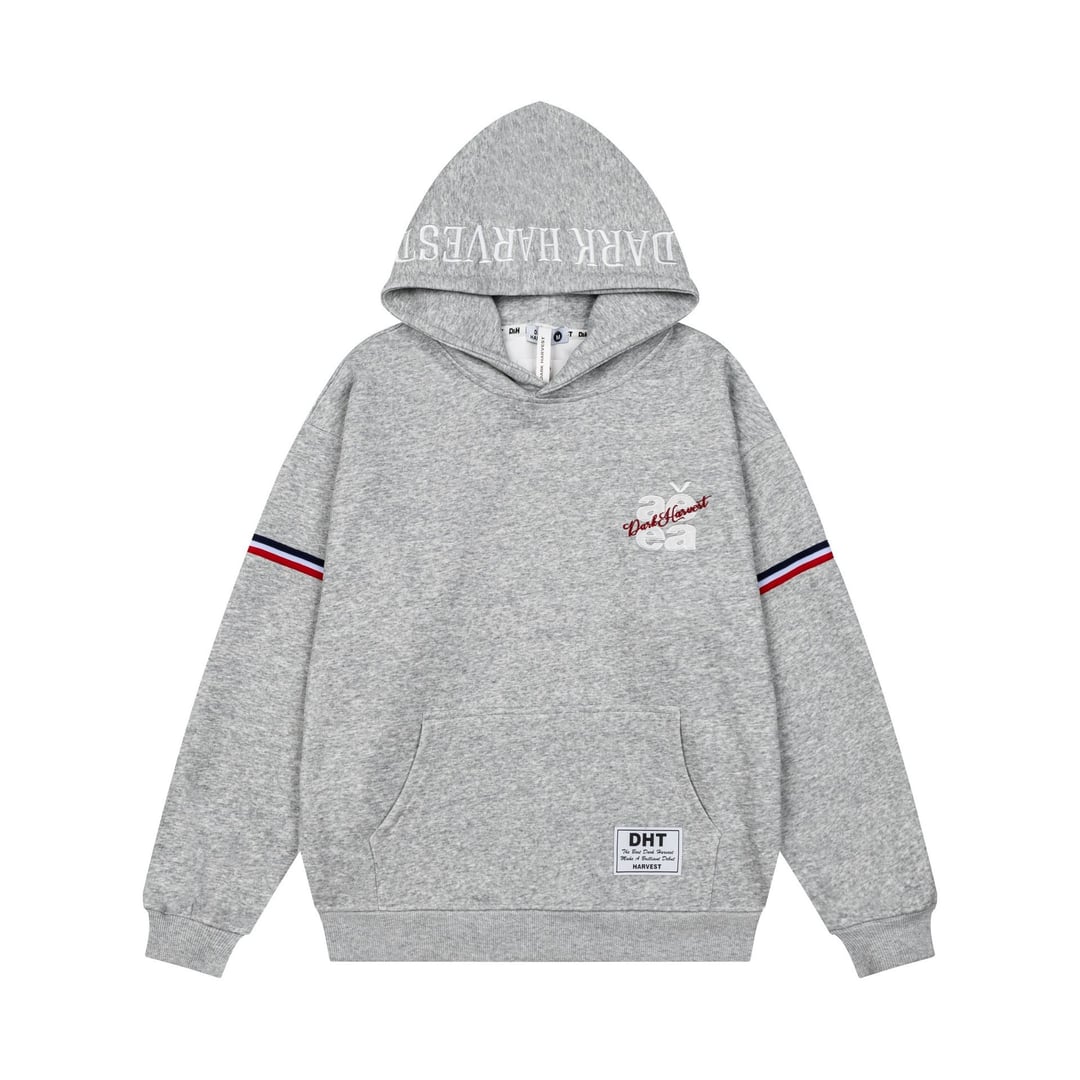 Men's American Streetwear Pullover Hoodie, 3D Raised Letter Embroidery, Loose Oversized Casual Sweatshirt for Spring & Autumn