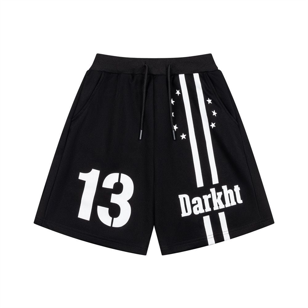 Men’s Summer Trendy Athletic 4‑Inch Shorts, No.13 Number Print, Elastic Waistband, Loose Wide‑Leg Casual Streetwear Shorts